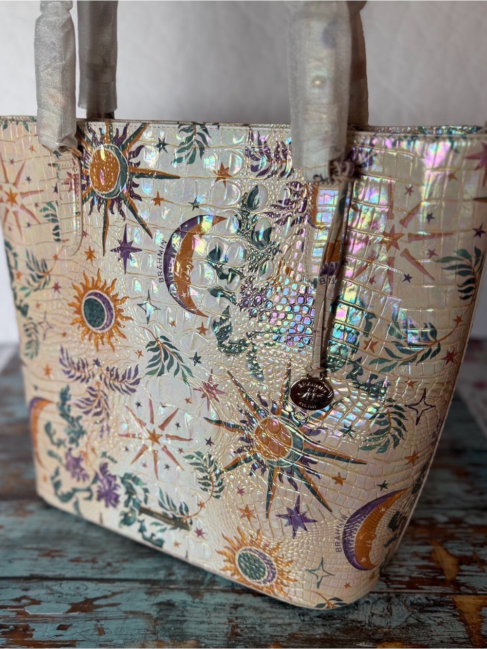 BRAHMIN EZRA VITALITY NWT MOON SUN STARS TOTE WRAPPED STRAPS NEW - Picture 12 of 15